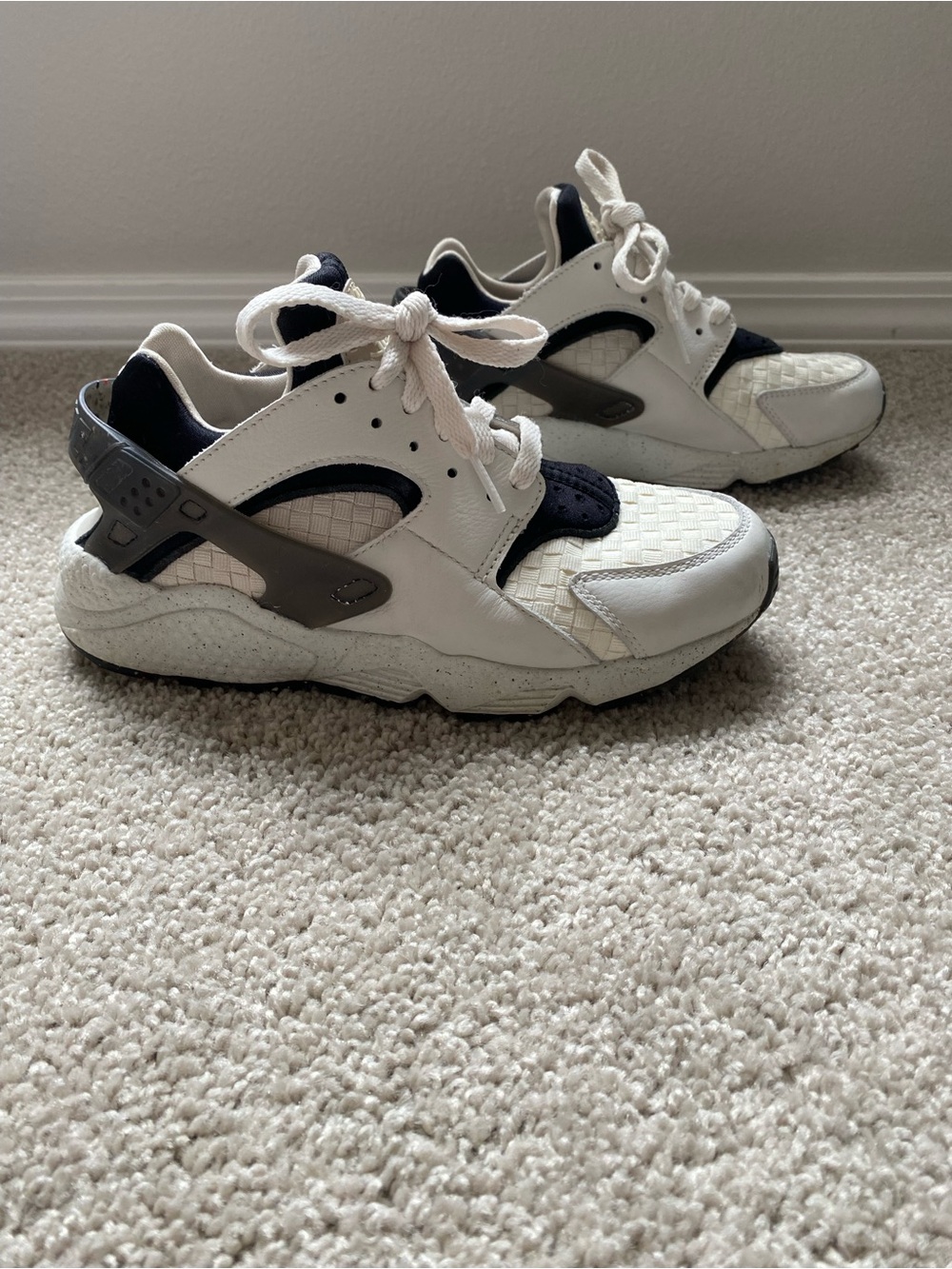 Air Huarache Sneakers in White and Black
